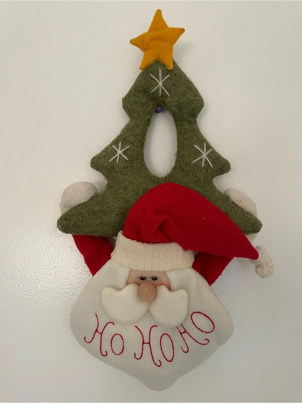 VTG Santa Ho Ho Ho Plush Door Hanger Decor